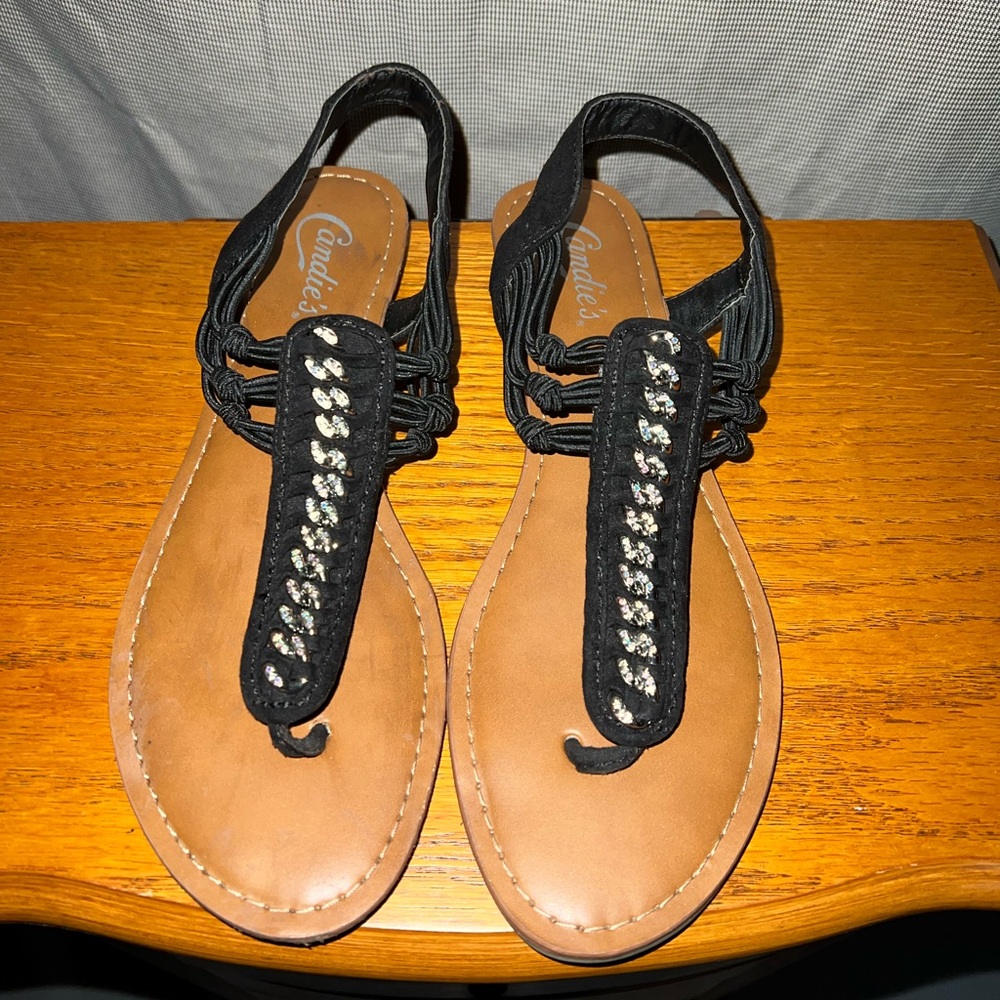 Candies black jeweled sandals